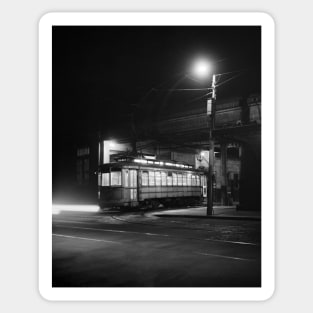 Streetcar at Night, 1943. Vintage Photo Sticker